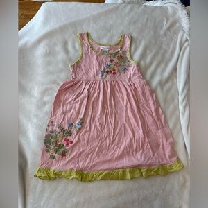 Mimi & Maggie pink dress embroidered flowers girls 4 4T summer lightweight